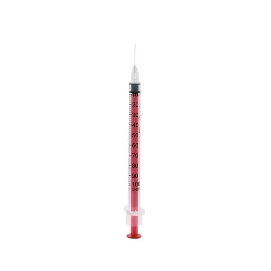 Acufine 30g x 1/2″ (0.33mm x 12mm) Ultra Low Dead Space U-100 Fixed Needle & Syringe Red